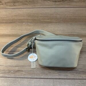 NWT Mandrn Remy Leather Fanny Pack Belt Bag Crossbody Sage Green SOLD OUT